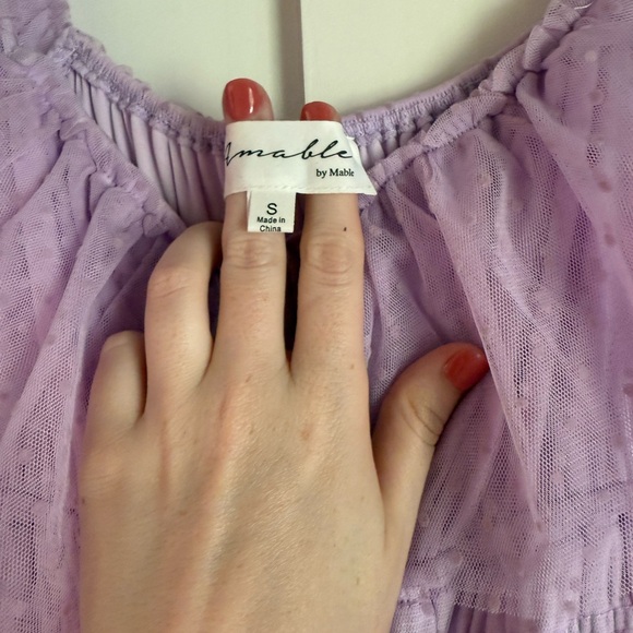 Baltic Born Valora Swiss Dot Tulle Elegant Lavender Maxi Dress Small S - Picture 5 of 8